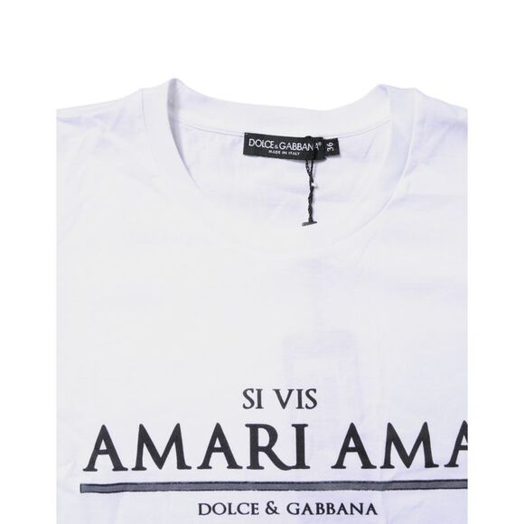 Dolce & Gabbana White Cotton Printed Round Neck Top Women's T-shirt - Picture 4 of 4